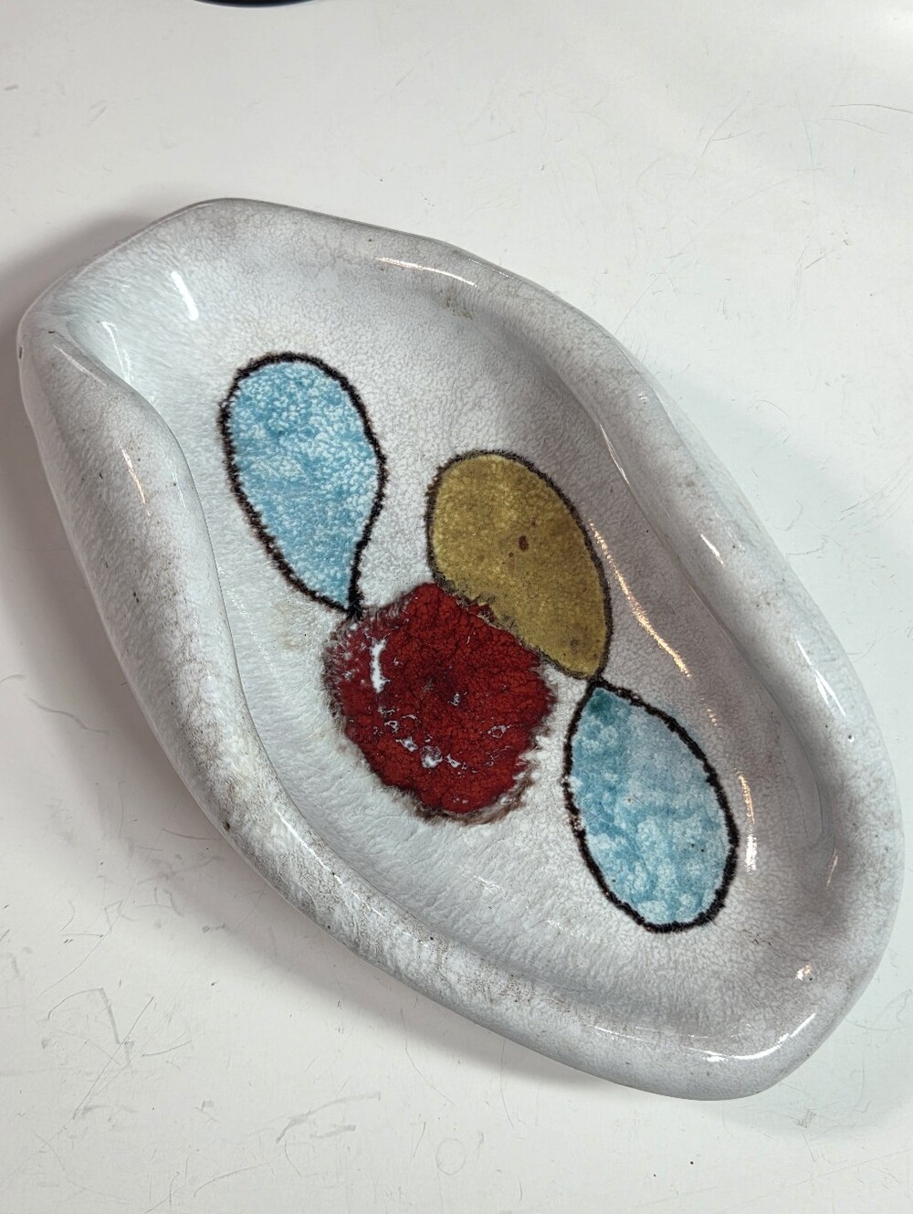 mcm bitossi hand painted italian abstract desing 50s 60s catchall trinket dish